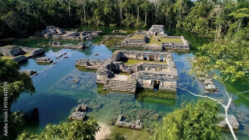 Exploring the Mystical Mayan Ruins of Topoxte in Guatemala s Lake Yaxh submerged in tranquil waters with lush jungle