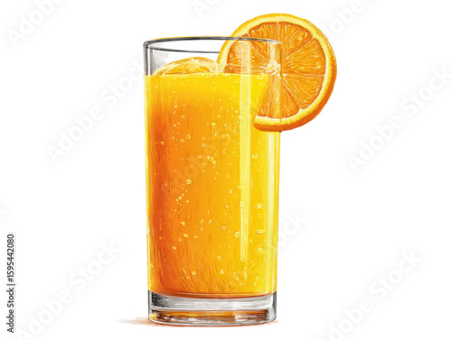 Refreshing orange juice drink home kitchen beverage photography. Isolated on transparent background, png.