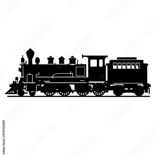 Isolated vintage steam locomotive vector for transport and travel illustration