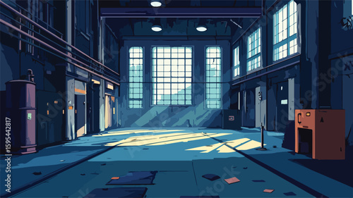 Desolate Abandoned Factory Interior: Industrial Decay Simplified