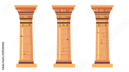 Majestic Ancient Egyptian Temple Columns - Historical Architectural Beauty