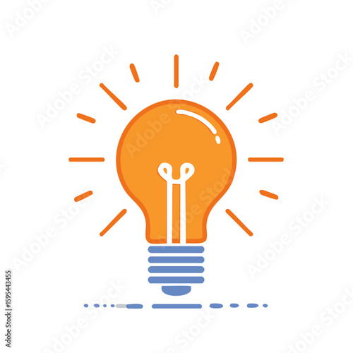 Bright Orange Light Bulb Representing Ideas Innovation and Creative Solution