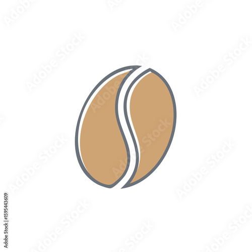 Stylized Coffee Bean Illustration Brown Tan Icon Graphic Vector Design
