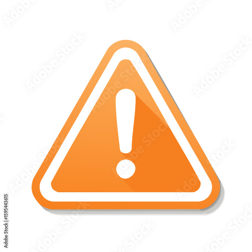 Orange triangle warning sign with exclamation mark indicating hazard or alert, attention symbol, caution design