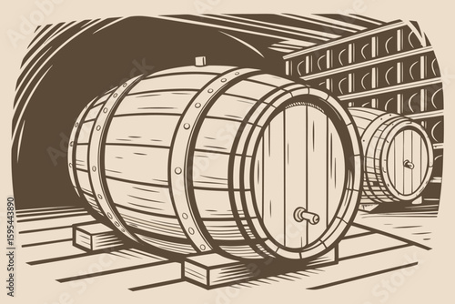  rustic, wooden, oak barrel, weathered, antique, vintage, whiskey, bourbon, beer, keg, distillery, cellar, sepia tones, textured, vignette, detailed, high resolution