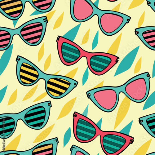 Retro Sunglasses Toss | Seamless Vector Line Pattern