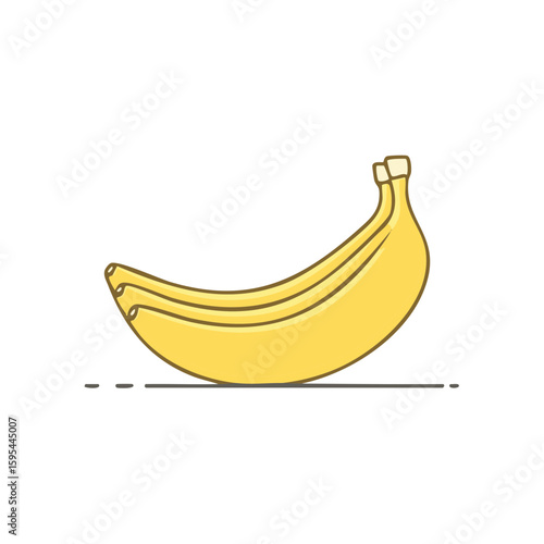 Bunch of Yellow Bananas Line Art Style Concept of Fresh Fruits Diet and Vitamin Food