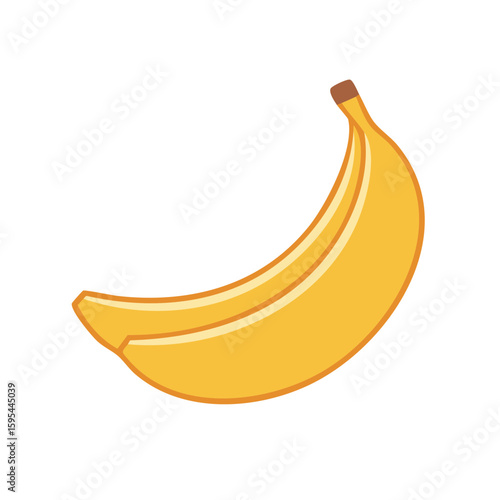 Single Yellow Banana Illustration Fresh Ripe Fruit Tropical Food Healthy Snack
