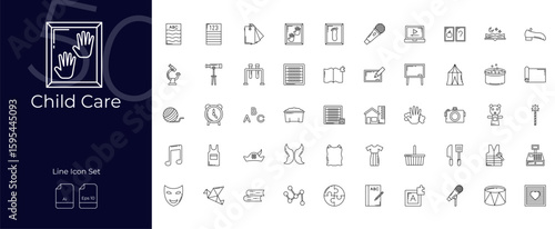 Child Care Line Editable Icons set. Vector illustration in modern thin line style of Child Care icons: care, baby, children, etc
