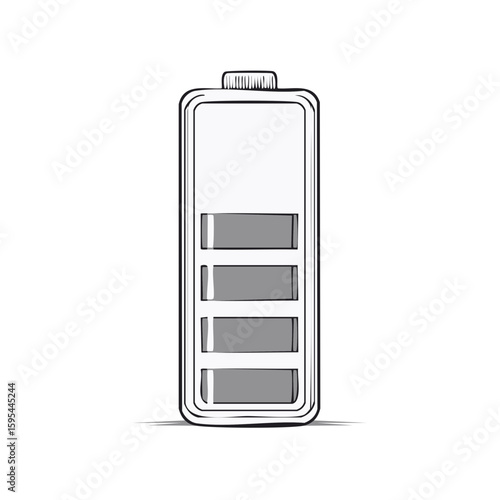 Doodle Style Battery with Quarter Charge Indicator Showing Limited Energy Level
