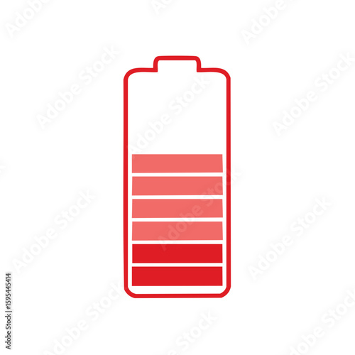 Red Battery Icon Displaying Low Charge Level Representing Energy Depletion and Power Shortage