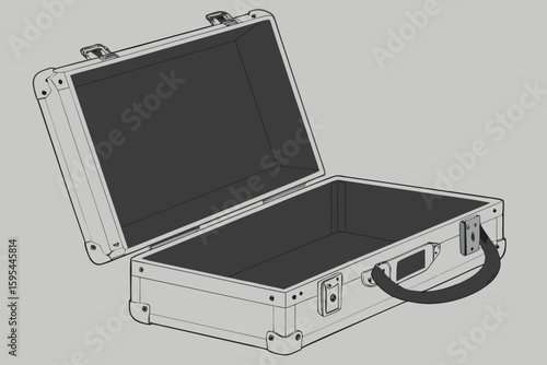  elegant, silver, metal briefcase, black interior, sleek, modern, minimalistic, luxury, high-quality, executive, sophisticated, opened, stylish, professional, business, silver hardware, reflective s