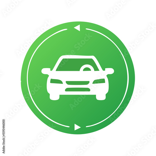 Car Sharing Icon on Green Background Illustrating Transportation and Eco-Friendly Practices