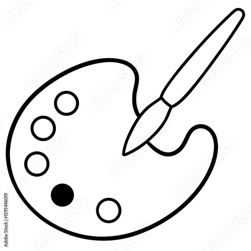 black and white palette and paintbrush clip art preview