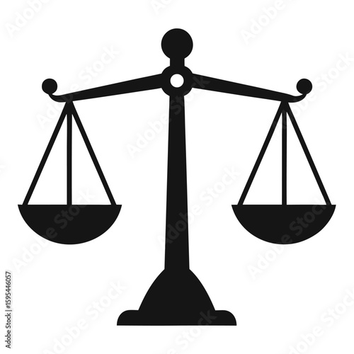 Silhouette of a judge s scales of justice isolated on white background