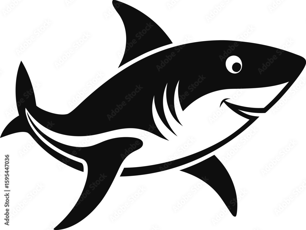 Fototapeta premium Cartoon shark illustration isolated on white background