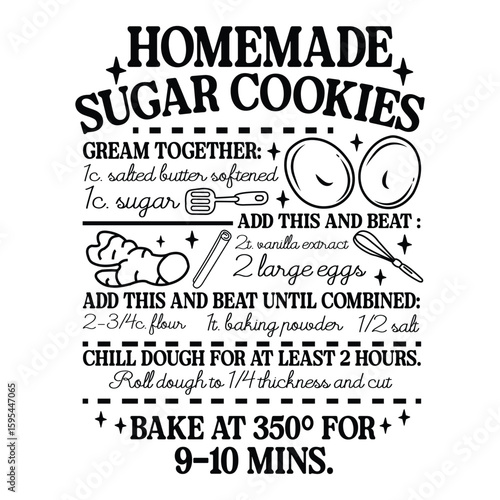 Recipe Gallery Canvas Wraps, Homemade Sugar Cookies, Wall Art, Kitchen Decor, Gift for Bakers, Custom Frame Color Option
