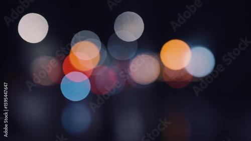 Defocused passing traffic at night bokeh