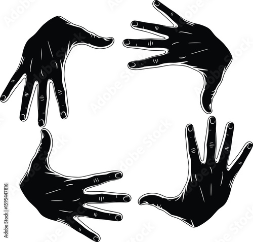 Elderly and disabled silhouette, wheelchair users, caregivers support, human interaction, inclusive healthcare, accessibility aid, community care, vector illustration
