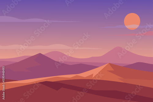 Desert plateau with light haze at dusk
