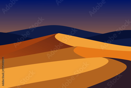 Evening Light on Desert Dunes with Shadows Stretching