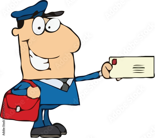 friendly mailman holding a letter