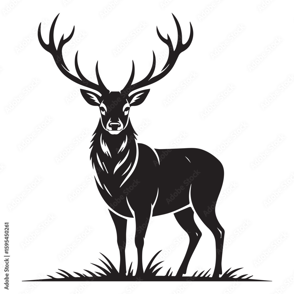 Fototapeta premium Majestic Deer Silhouette with Antlers — Wildlife Vector Art