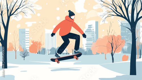 Skateboarding in Urban Park: Leisure Activity of Young Person