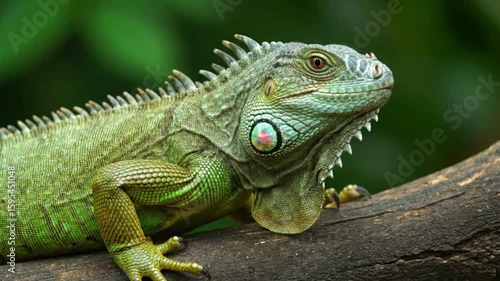 Wallpaper Mural Green iguana resting on a branch Torontodigital.ca