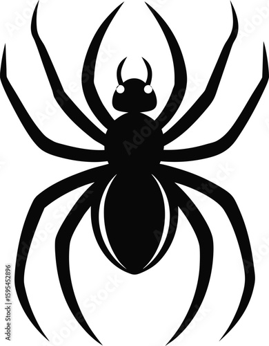 Black silhouette of a spider isolated on white background