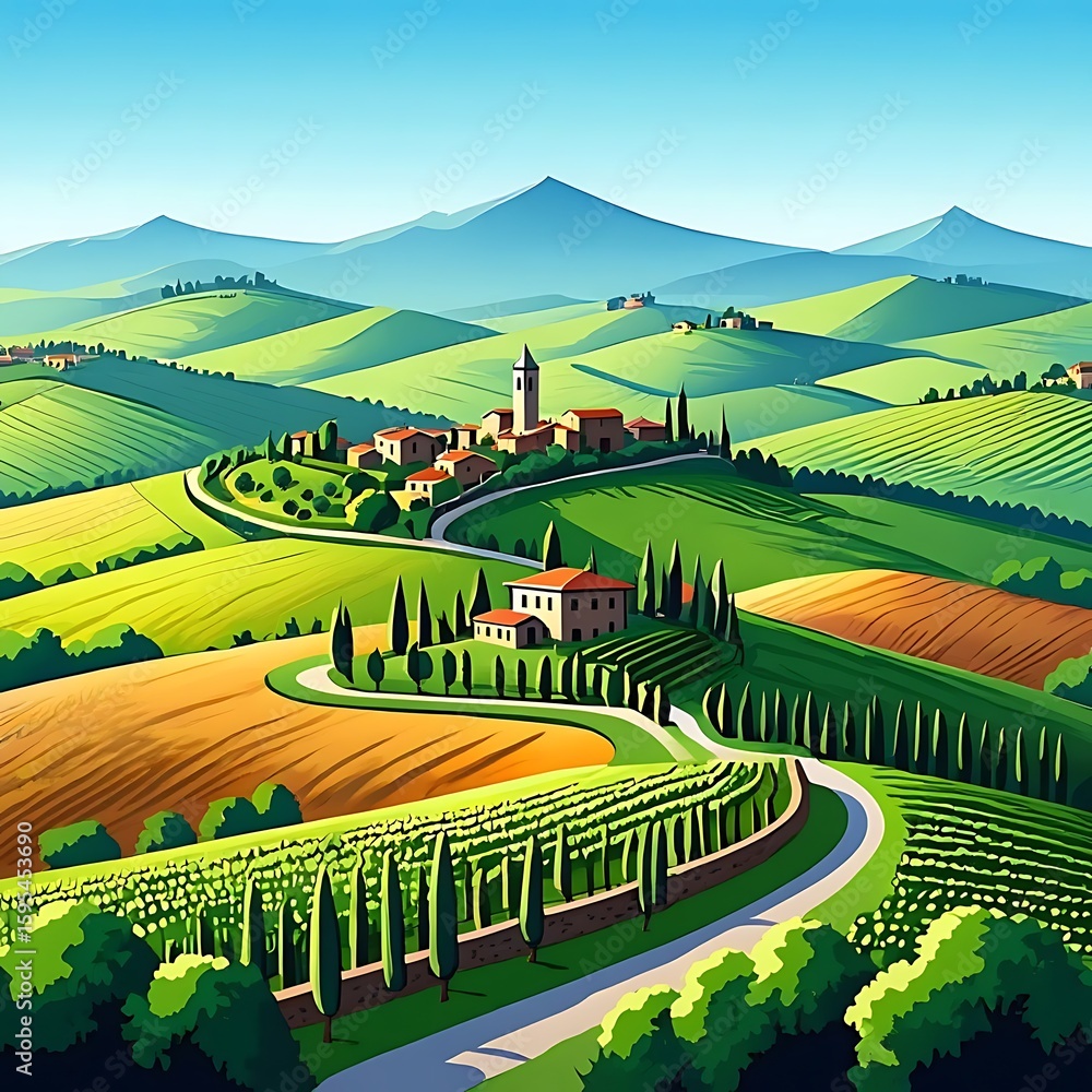 Fototapeta premium Stunning Italian Countryside View