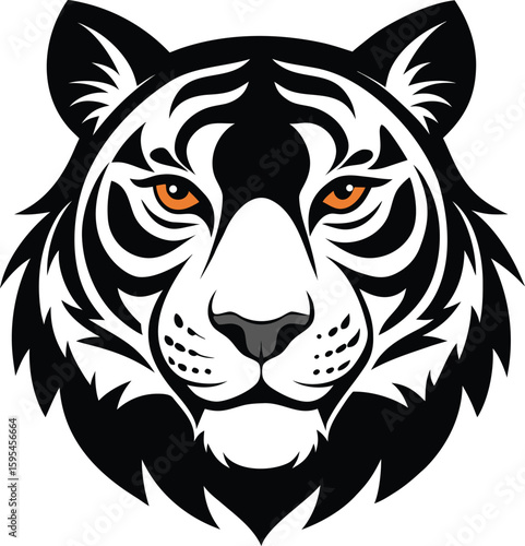 Fierce tiger head illustration isolated on white background