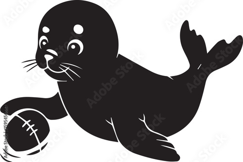 Cute Baby Seal Sea lion vector Illustration . Cartoon sea lion  vector illustration isolated on white background.Marine life concept, cute animal character, animals in nature, and a lively newborn sea