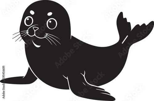 Cute Baby Seal Sea lion vector Illustration . Cartoon sea lion  vector illustration isolated on white background.Marine life concept, cute animal character, animals in nature, and a lively newborn sea