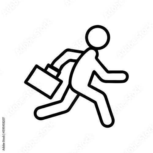 Business professional running with briefcase icon for career and success concepts