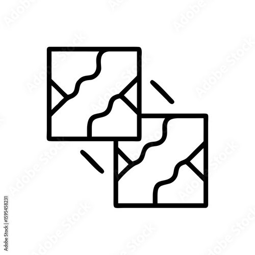 Minimalist line art of textured tiles with grout for interior design projects