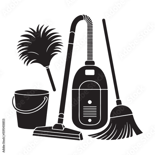 set of cleaning tools vector