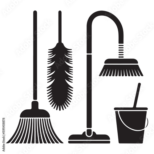 set of cleaning tools vector