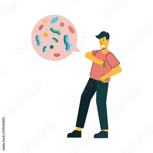 of a man suffering from Mystophobia, a fear of germs, dirt, or contamination. 