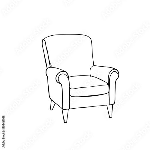 Simple line sketch of an armchair  