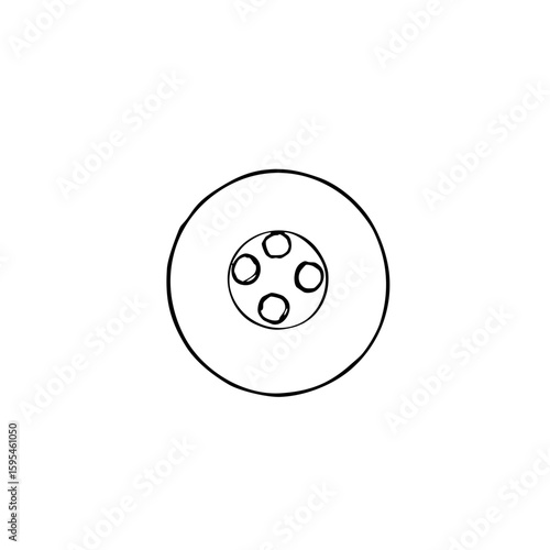 Simple line sketch of a button with four holes  