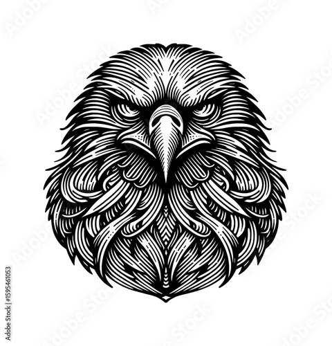 eagle head line drawing - guilloche style (artwork 1)
