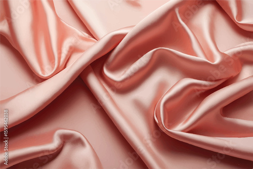 Coral on Crumpled Satin Fabric