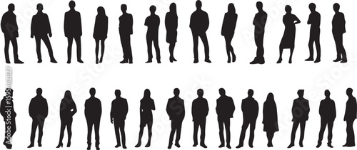 Diverse human figures standing in various poses people silhouettes