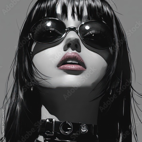 Stylish Woman in Sunglasses: A Monochromatic Portrait