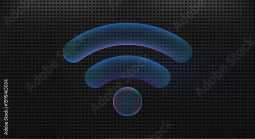 Wifi glass transparent icon. Neon wifi panel
