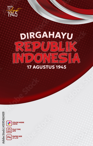 Indonesian Independence Day Poster design concept with national flag and cultural element
