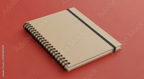Wallpaper Mural Tan spiral notebook with black elastic band on a red background Torontodigital.ca