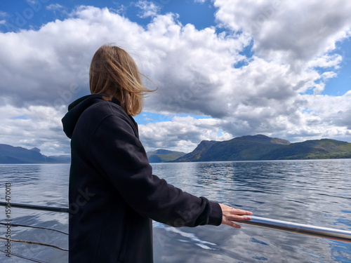 Wallpaper Mural young woman on the pier Torontodigital.ca