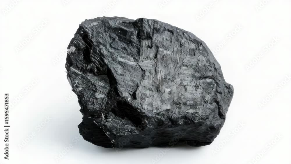 A single black rock sits on a white surface A single black rock sits on a white surface